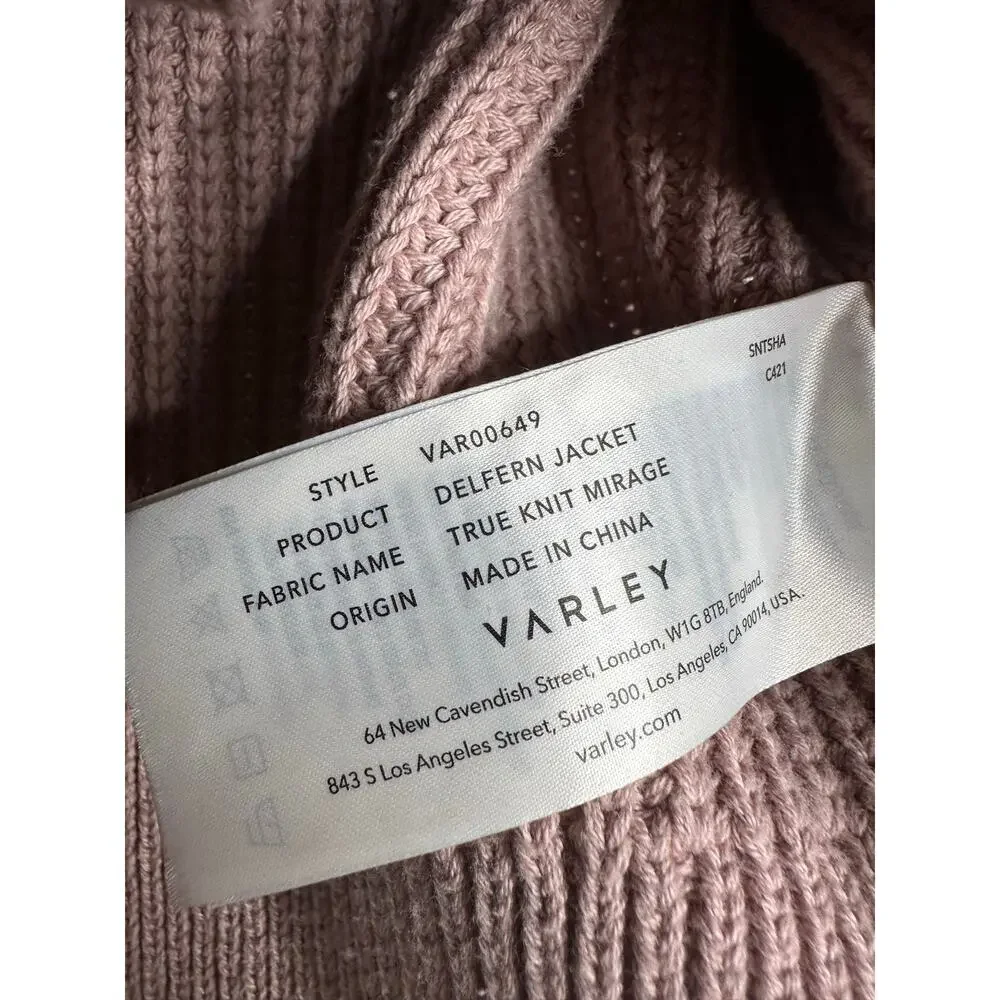 Varley Delfern Zip Up Knit Sweater Mauve Pink Size Large - Picture 4 of 7
